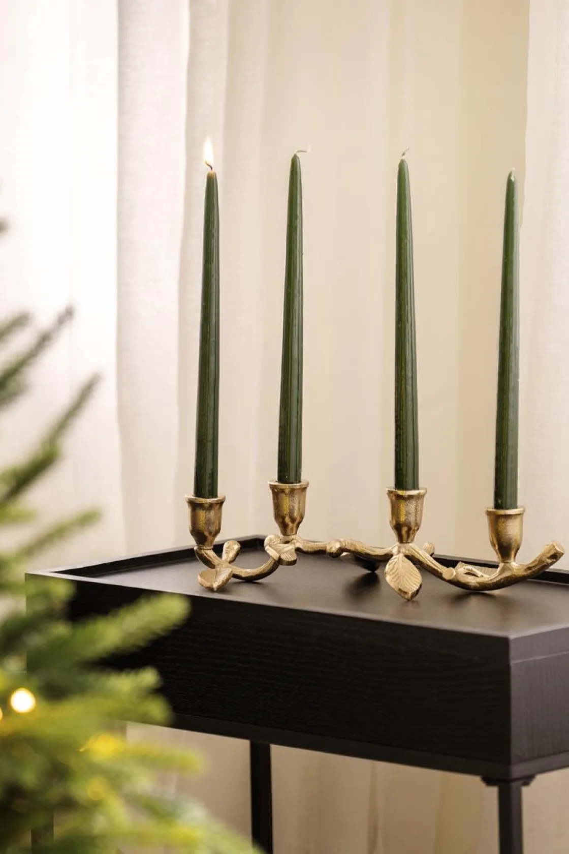 Kremmerhuset Adventstake Gullblad| Lysestaker|Julelys Og Lysestaker