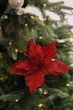 Kremmerhuset Blomst på klype rød| Julepynt|Julekuler