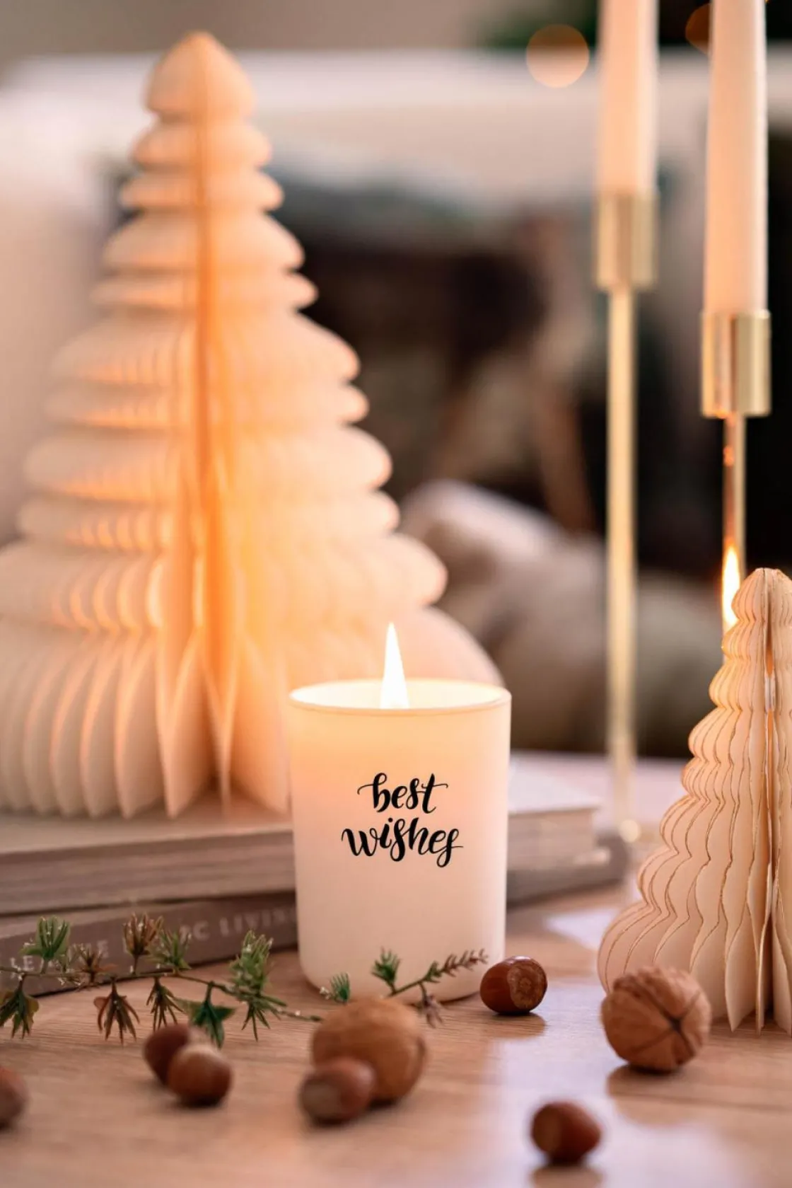 Kremmerhuset Duftlys Best Wishes hvit| Duftlys|Julelys Og Lysestaker