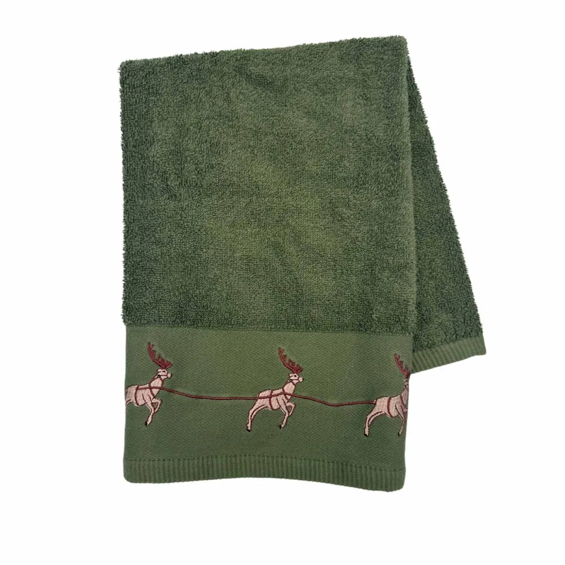 Kremmerhuset Gjestehåndkle reinsdyr grønn| Annen Tekstil|Baderomsartikler