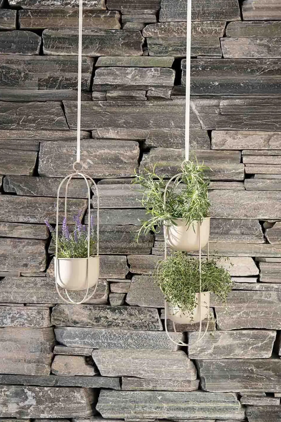 Kremmerhuset Hengepotte dobbel 58 cm beige| Blomsterpotter Og Pidestaller