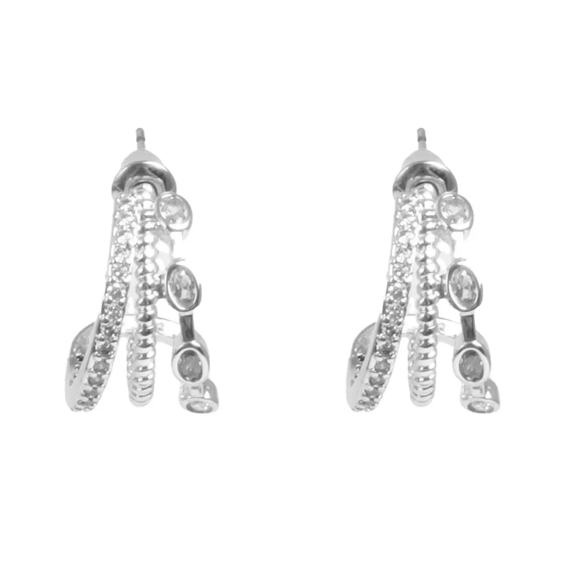 Kremmerhuset Hoops med tre rader, Sølv| Ørepynt