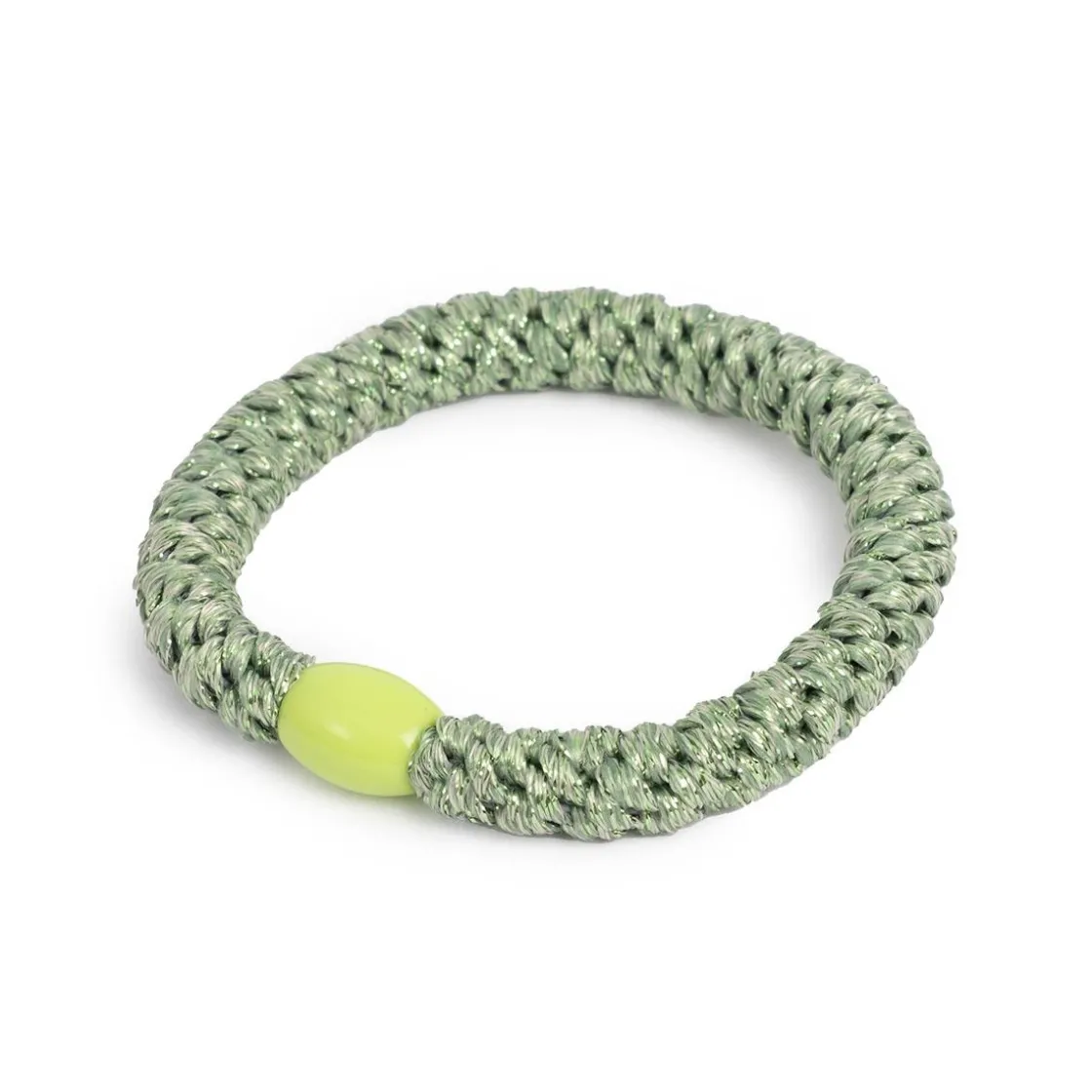 Kremmerhuset Hårstrikk Glitter salvie grønn m/oliven perle| Hårstrikk