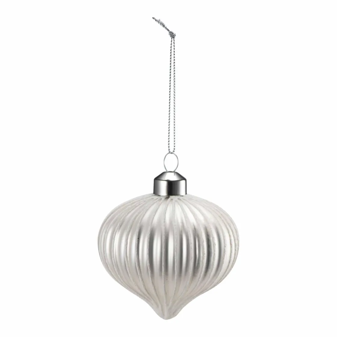 Kremmerhuset Julekule dråpe rille hvit| Julekuler