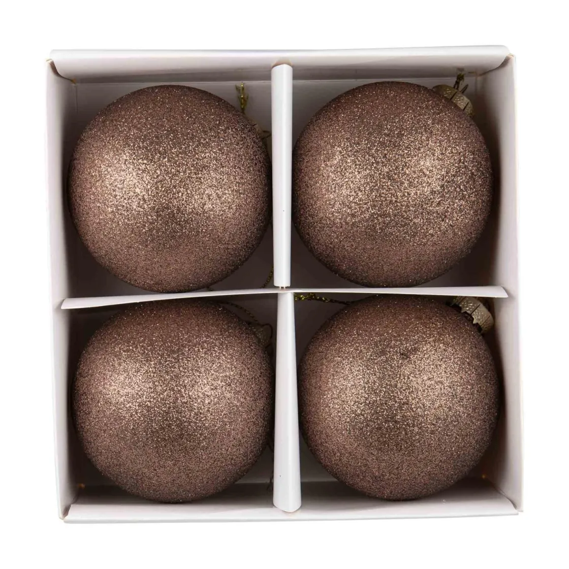 Kremmerhuset Julekule glitter 4 pack brun| Julekuler