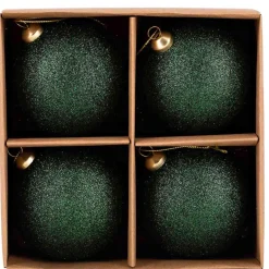 Kremmerhuset Julekule glitter 4pk grønn| Julekuler