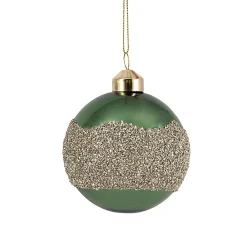 Kremmerhuset Julekule glitterbelte grønn| Julekuler