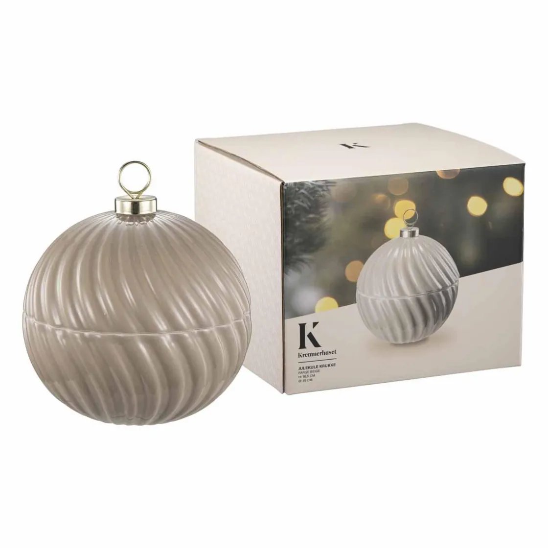 Kremmerhuset Julekule Krukke beige| Gavetips|Julepynt