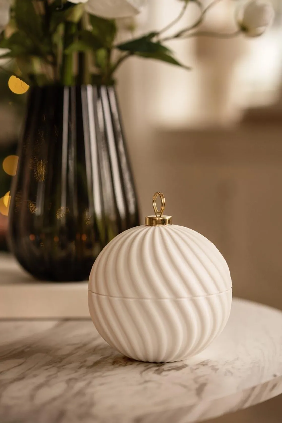 Kremmerhuset Julekule krukke hvit| Gavetips|Julepynt