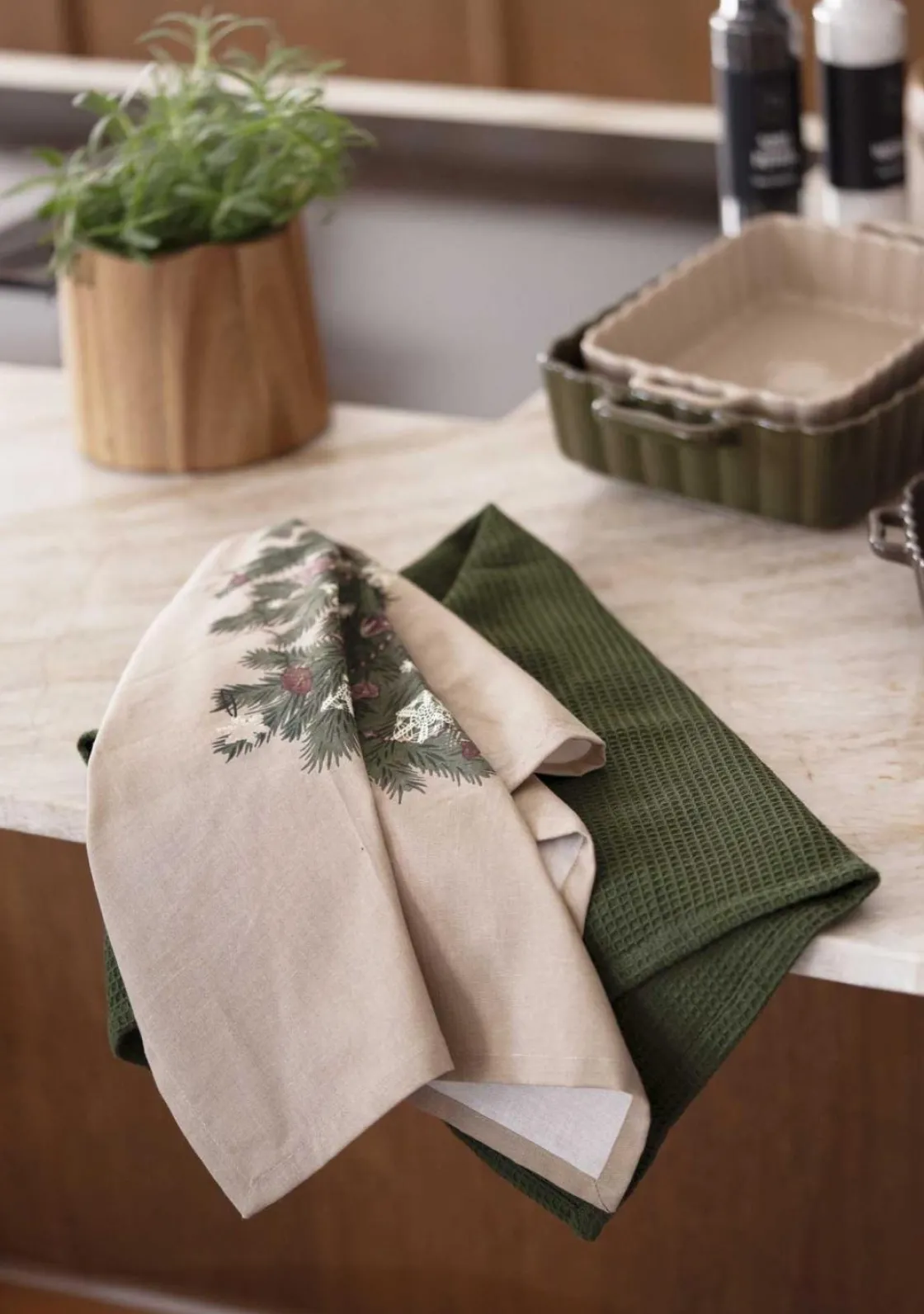 Kremmerhuset Kjøkkenhåndkle 2pk Nostalgisk tre| Kjøkkentekstil|Juletekstil