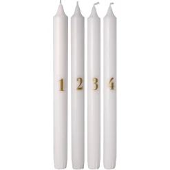 Kremmerhuset Kronelys Advent 4 pk hvit| Kronelys|Julelys Og Lysestaker