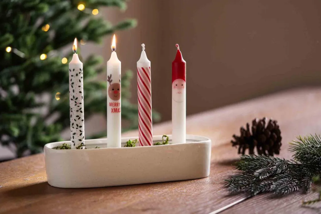 Kremmerhuset Kronelys jul Nisse mix 4-pk| Kronelys|Julelys Og Lysestaker