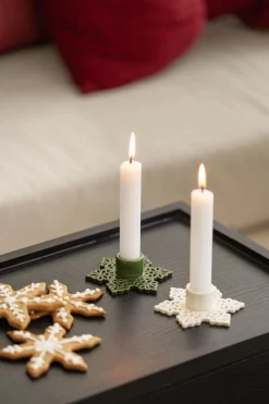 Kremmerhuset Kronelysestake Snøflak 2,7 cm hvit| Lysestaker|Julelys Og Lysestaker