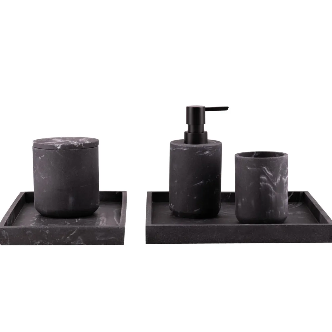 Kremmerhuset Krukke med lokk marmor sort| Baderomsartikler