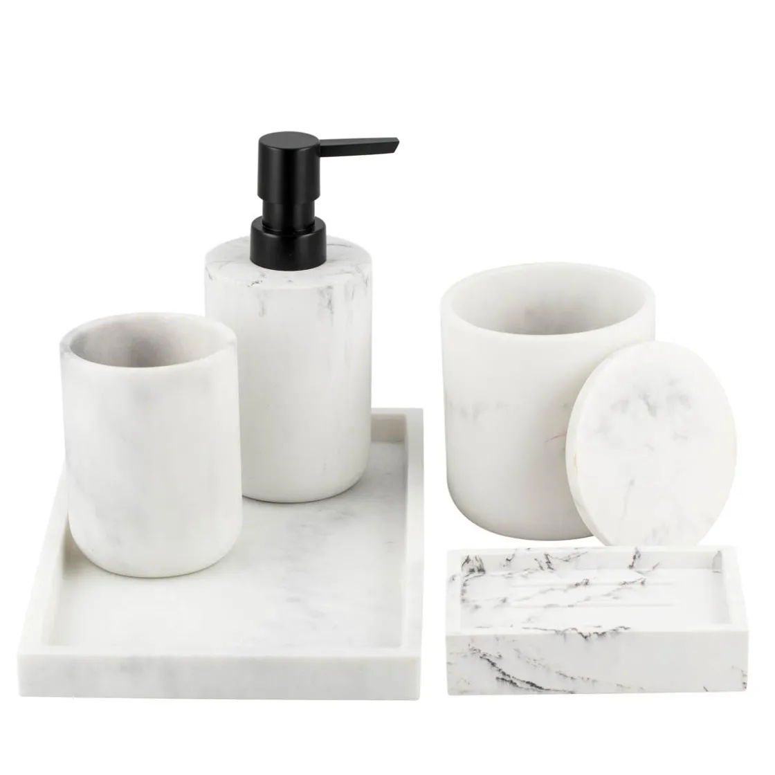 Kremmerhuset Krukke m/lokk Marmor| Baderomsartikler