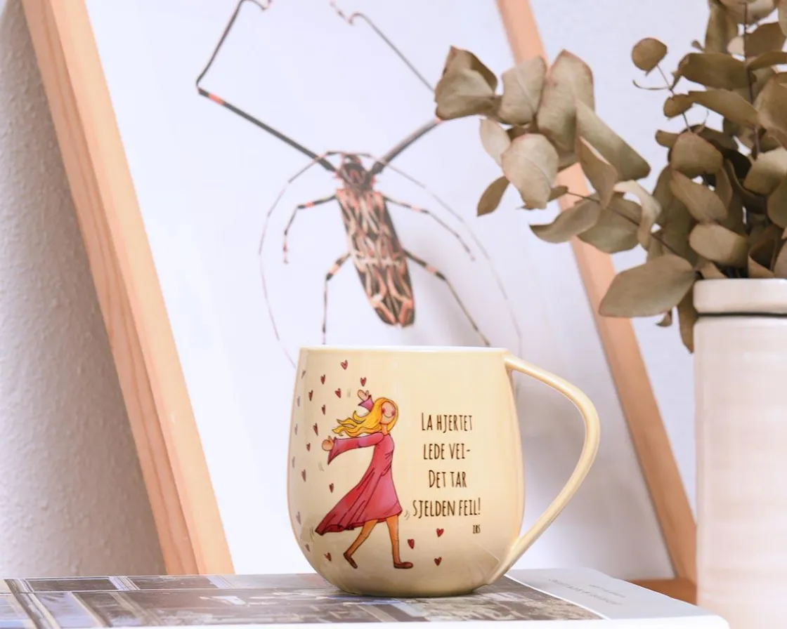 Kremmerhuset Lykketegning - Hjertet, 40 cl gul| Krus