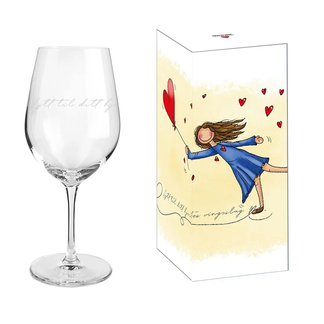 Kremmerhuset Lykketegning - Lytt til ditt hjertes vingeslag, Rødvinsglass 62 cl| Glass
