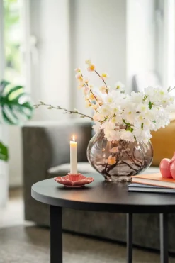 Kremmerhuset Lysestake Flower 4 cm rosa| Lysestaker