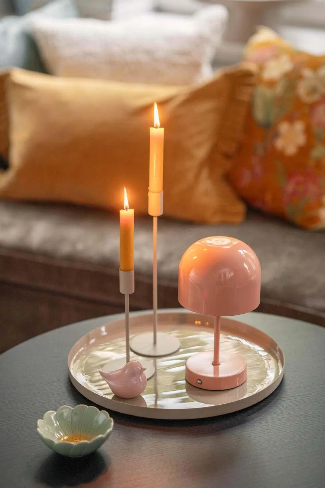 Kremmerhuset Lysestake Melina 28,5cm beige| Lysestaker