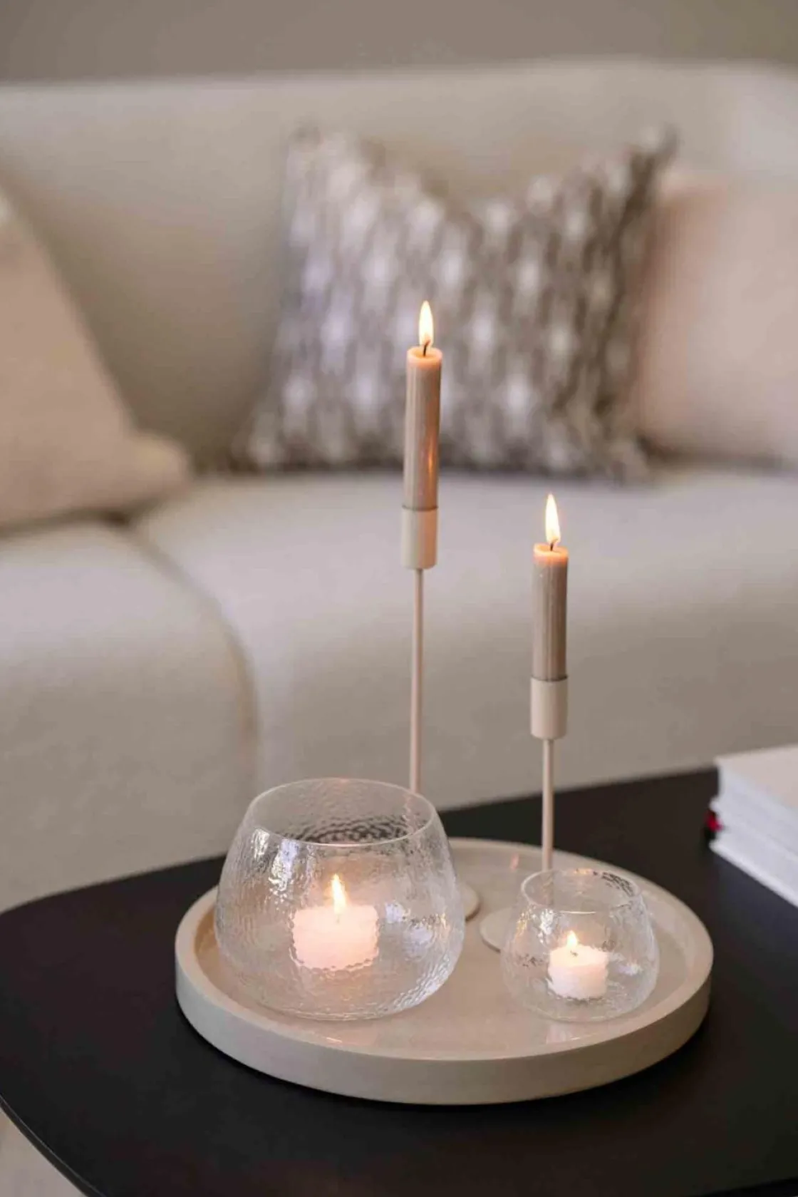 Kremmerhuset Lysestake Melina 18cm beige| Lysestaker