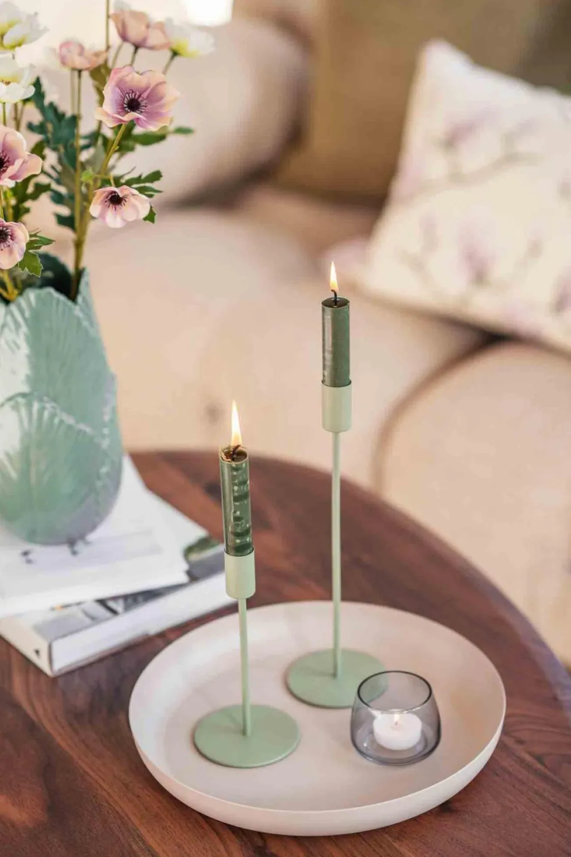 Kremmerhuset Lysestake Melina 18cm grønn| Lysestaker