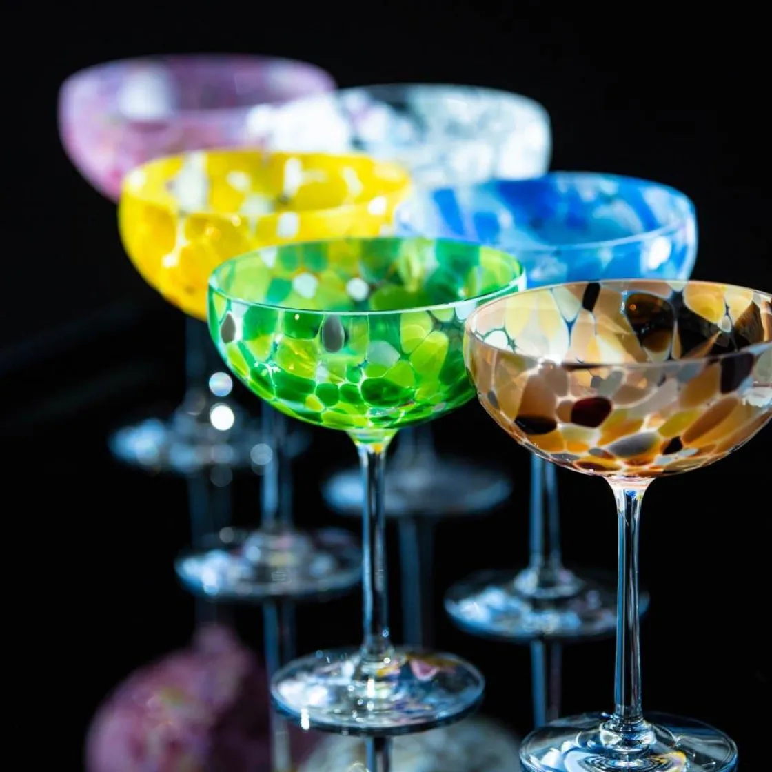 Kremmerhuset Magnor - Swirl Champagneglass, blå| Glass