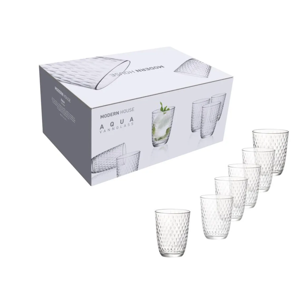 Kremmerhuset Modern House - Aqua Vannglass, 6 pk 39 cl| Glass