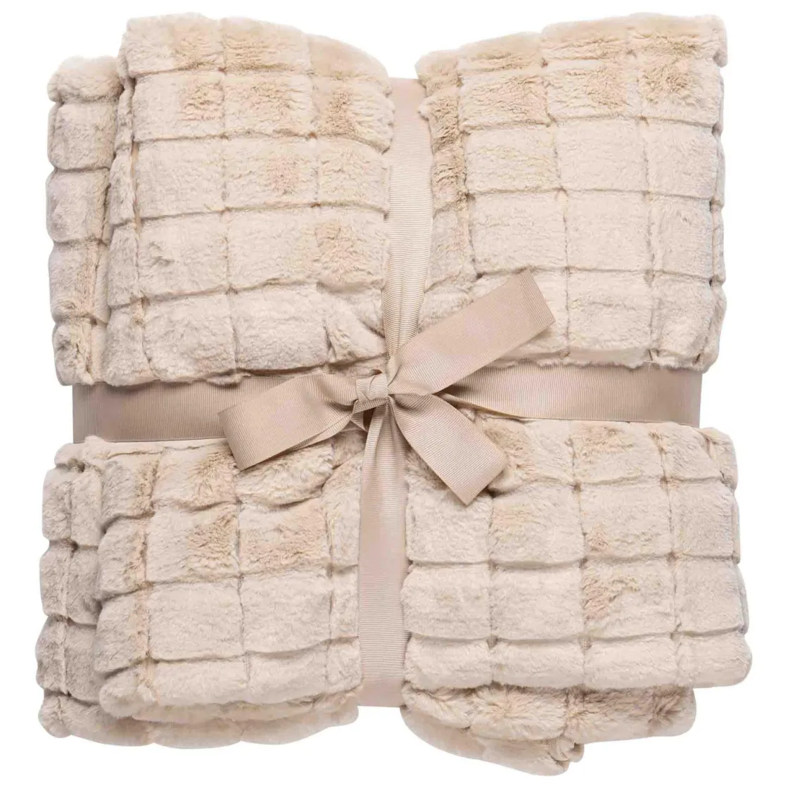 Kremmerhuset Pledd Faux fur ruter 130x170cm| Pledd