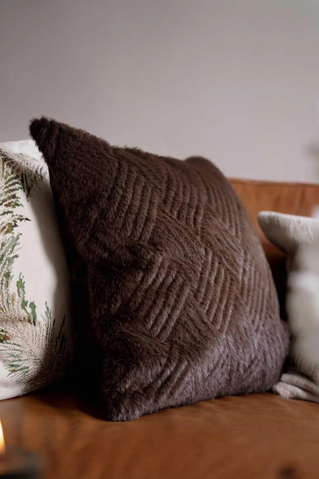 Kremmerhuset Putetrekk Faux fur grafisk 48x48cm brun| Putetrekk|Juletekstil