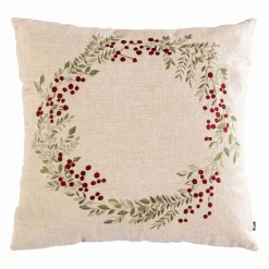 Kremmerhuset Putetrekk krans broderi 48x48 cm| Putetrekk|Juletekstil