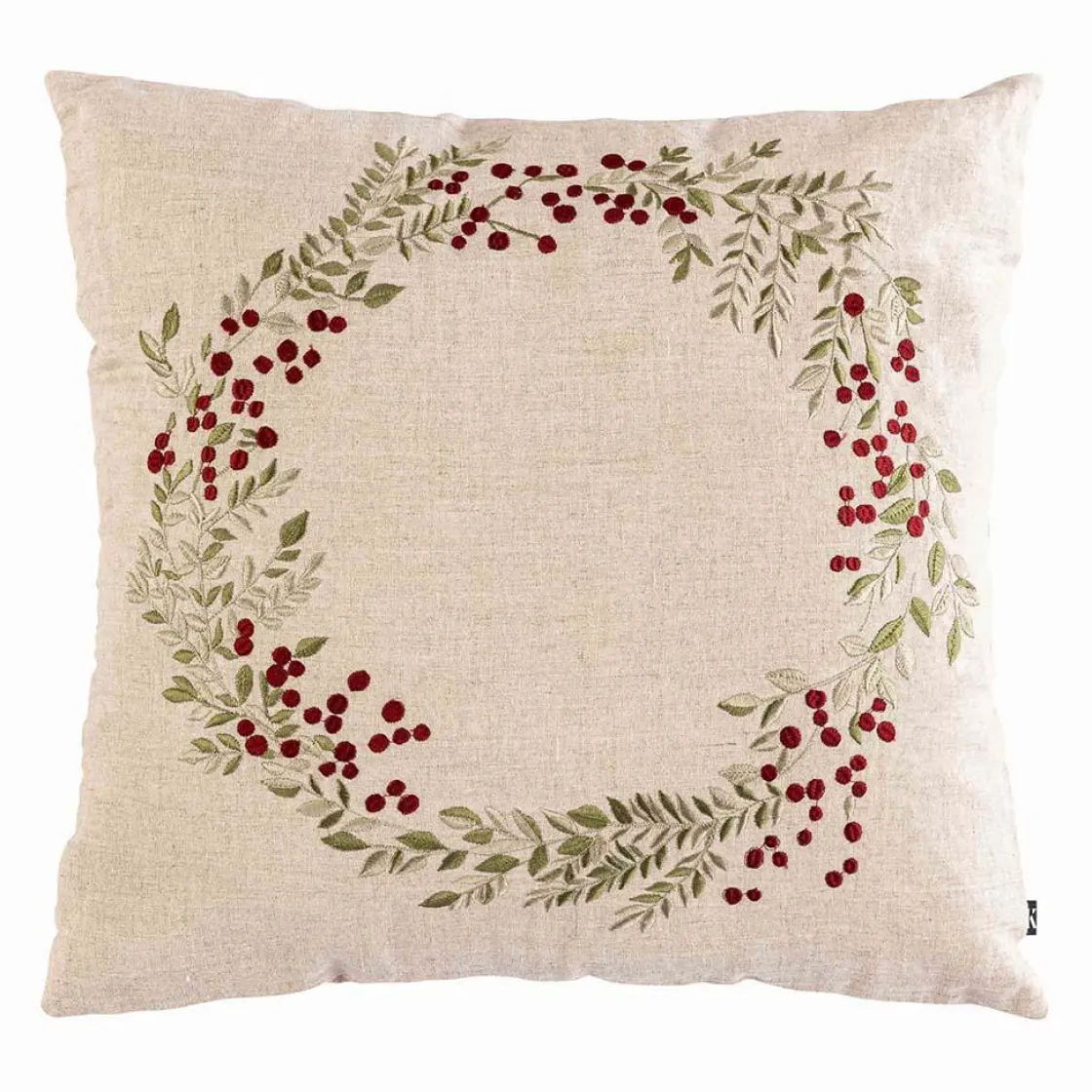 Kremmerhuset Putetrekk krans broderi 48x48 cm| Putetrekk|Juletekstil