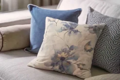 Kremmerhuset Putetrekk Velur Blå blomst 48x48 cm| Putetrekk