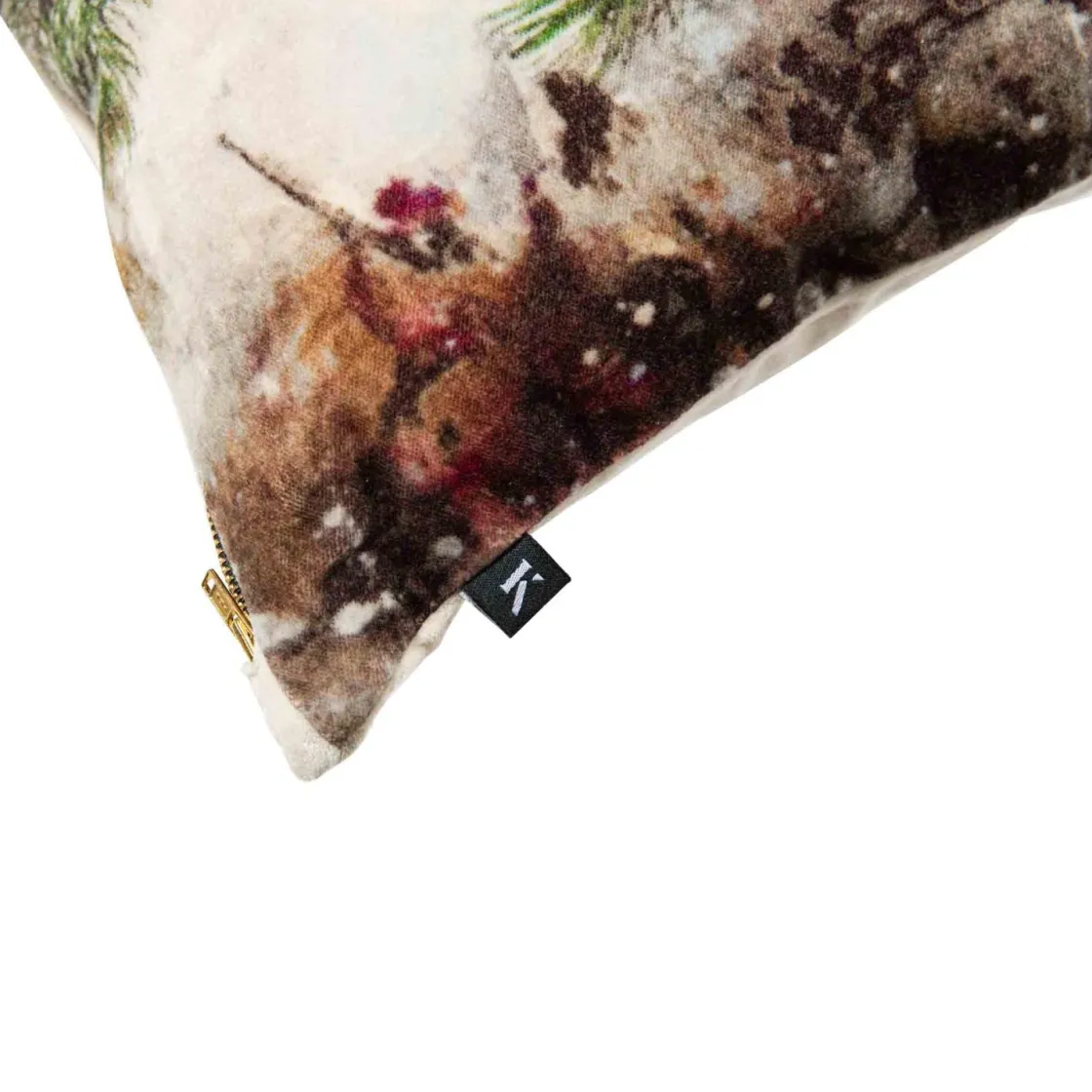 Kremmerhuset Putetrekk velur Dompap skog 48x48cm| Putetrekk|Juletekstil