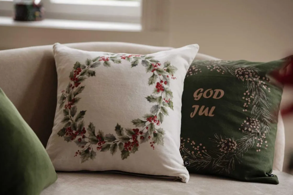 Kremmerhuset Putetrekk velur Julekrans 48x48cm| Putetrekk|Juletekstil