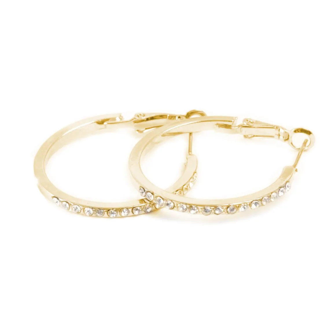 Kremmerhuset Øreringer, 30mm, Cubic Zirconia, Gull| Ørepynt