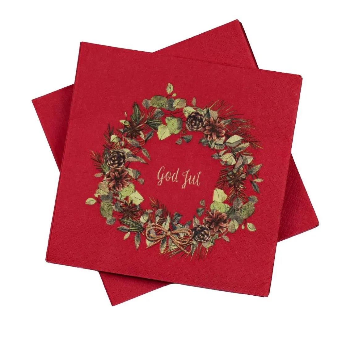 Kremmerhuset Serviett God jul Krans Rød| Servietter|Juleservietter
