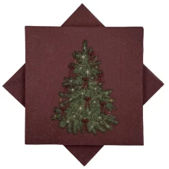 Kremmerhuset Serviett Juletre sløyfer burgunder| Servietter|Juleservietter