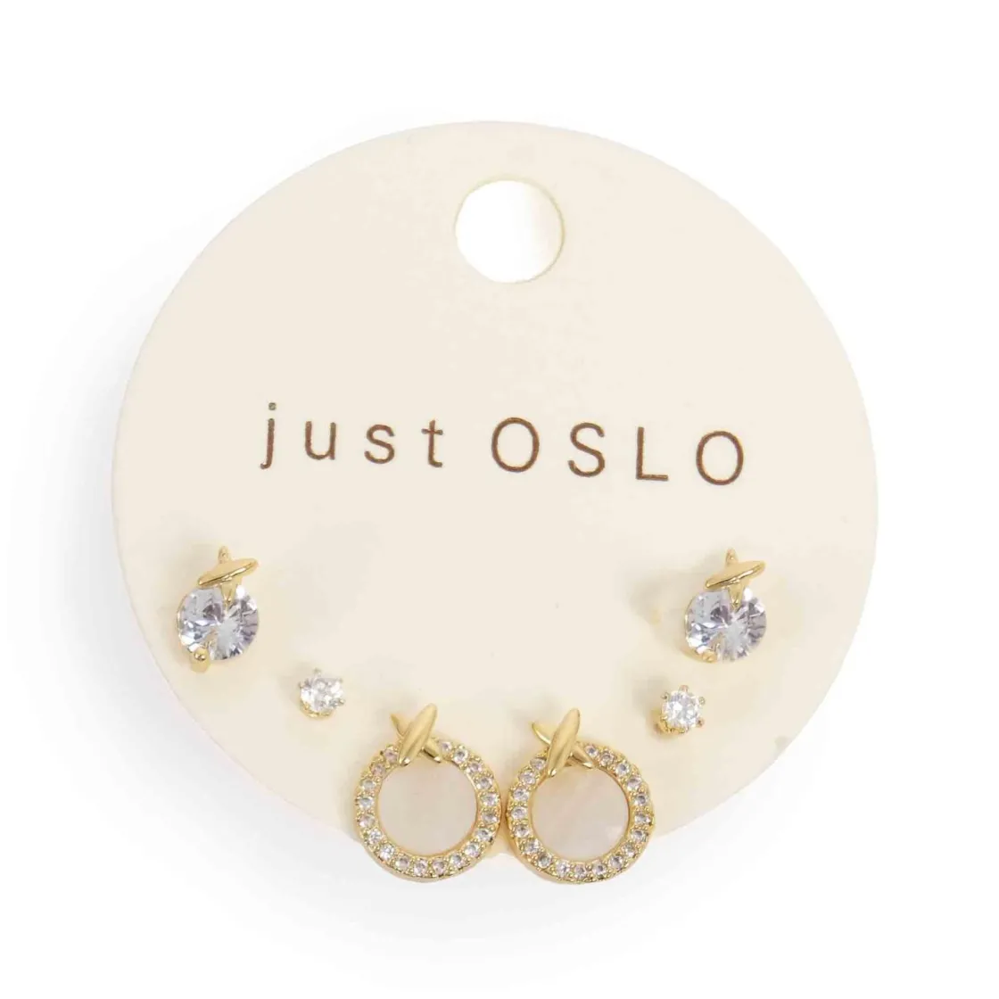 Kremmerhuset Sett med 3 par øredobber, MOP, Gull| Ørepynt