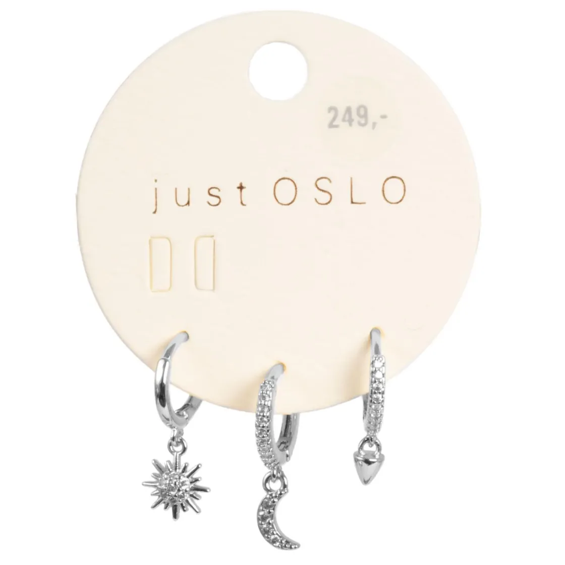 Kremmerhuset Sett med 3 øredobber, måne, Sølv| Ørepynt