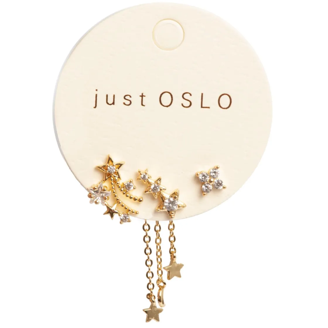 Kremmerhuset Sett med 3 ulike øredobber, stjernedryss, Gull| Ørepynt