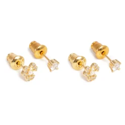 Kremmerhuset Sett med to øredobber, kløver, Gull| Ørepynt