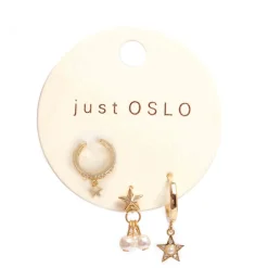 Kremmerhuset Sett med tre øredobbber, stjerne, Gull| Ørepynt