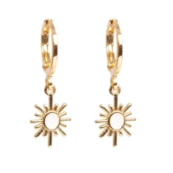 Kremmerhuset Små hoops, sol, hvit| Ørepynt