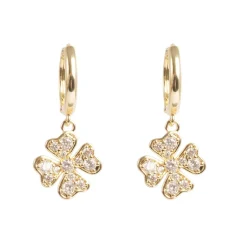 Kremmerhuset Små øreringer, firkløver, Gull| Ørepynt