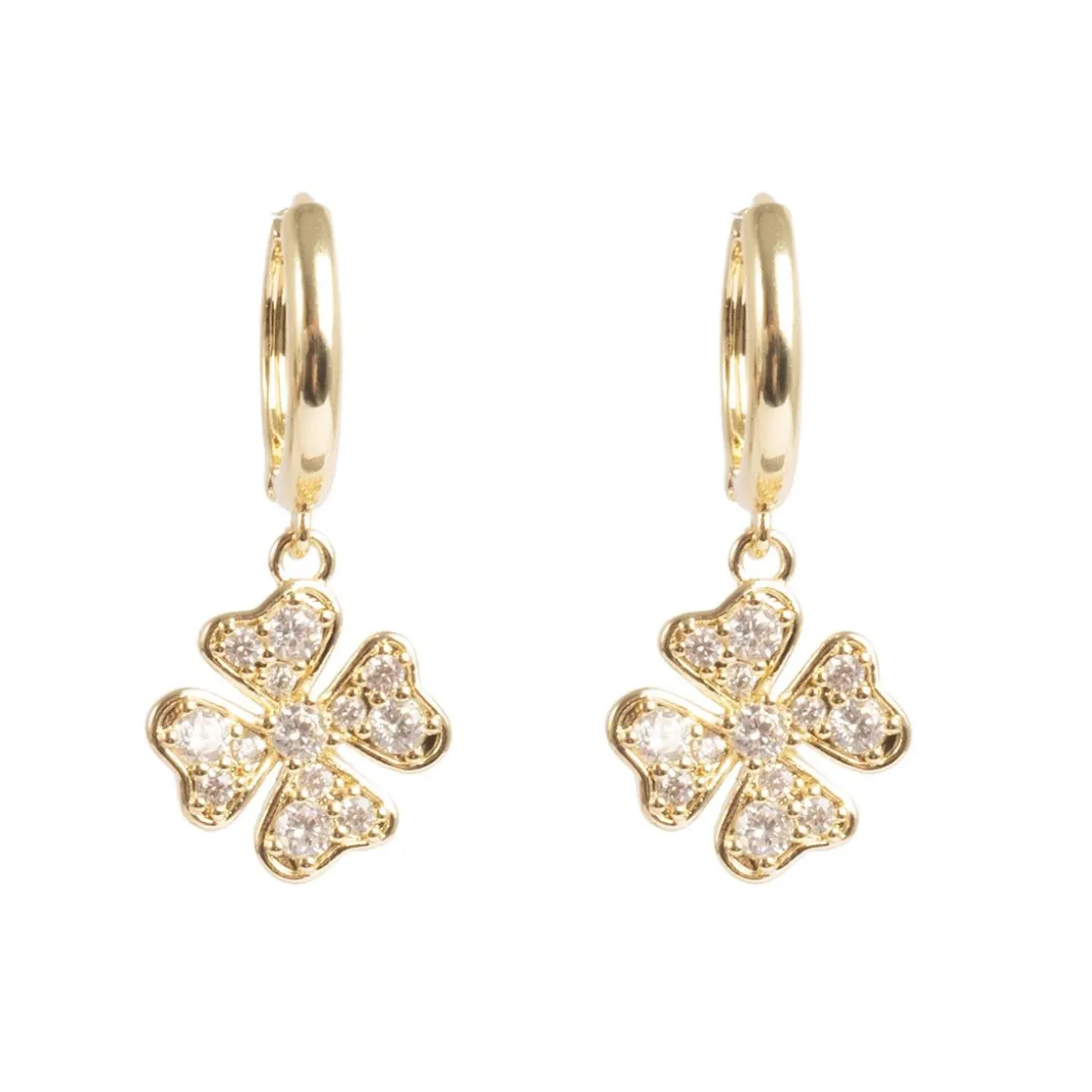 Kremmerhuset Små øreringer, firkløver, Gull| Ørepynt