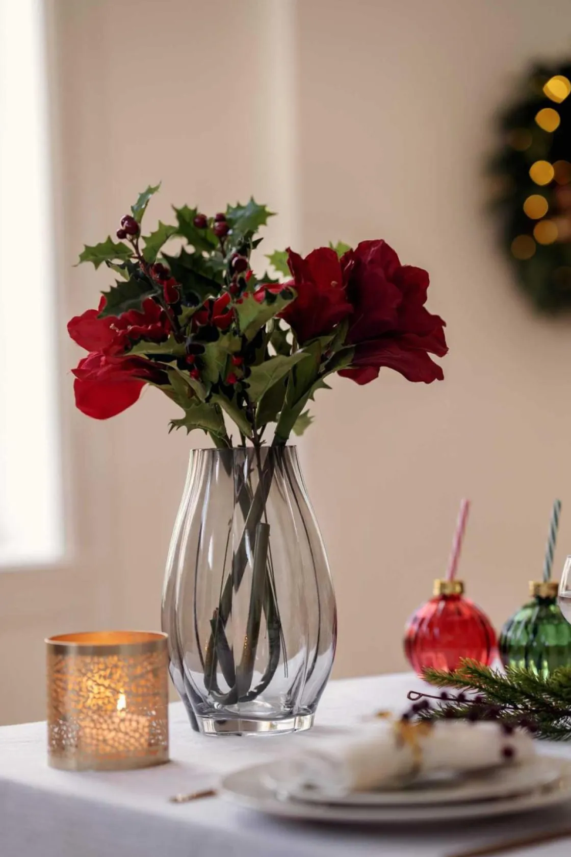 Kremmerhuset Stilkblomst Amaryllis rød| Kunstige Blomster|Juletrær Og Julegrønt