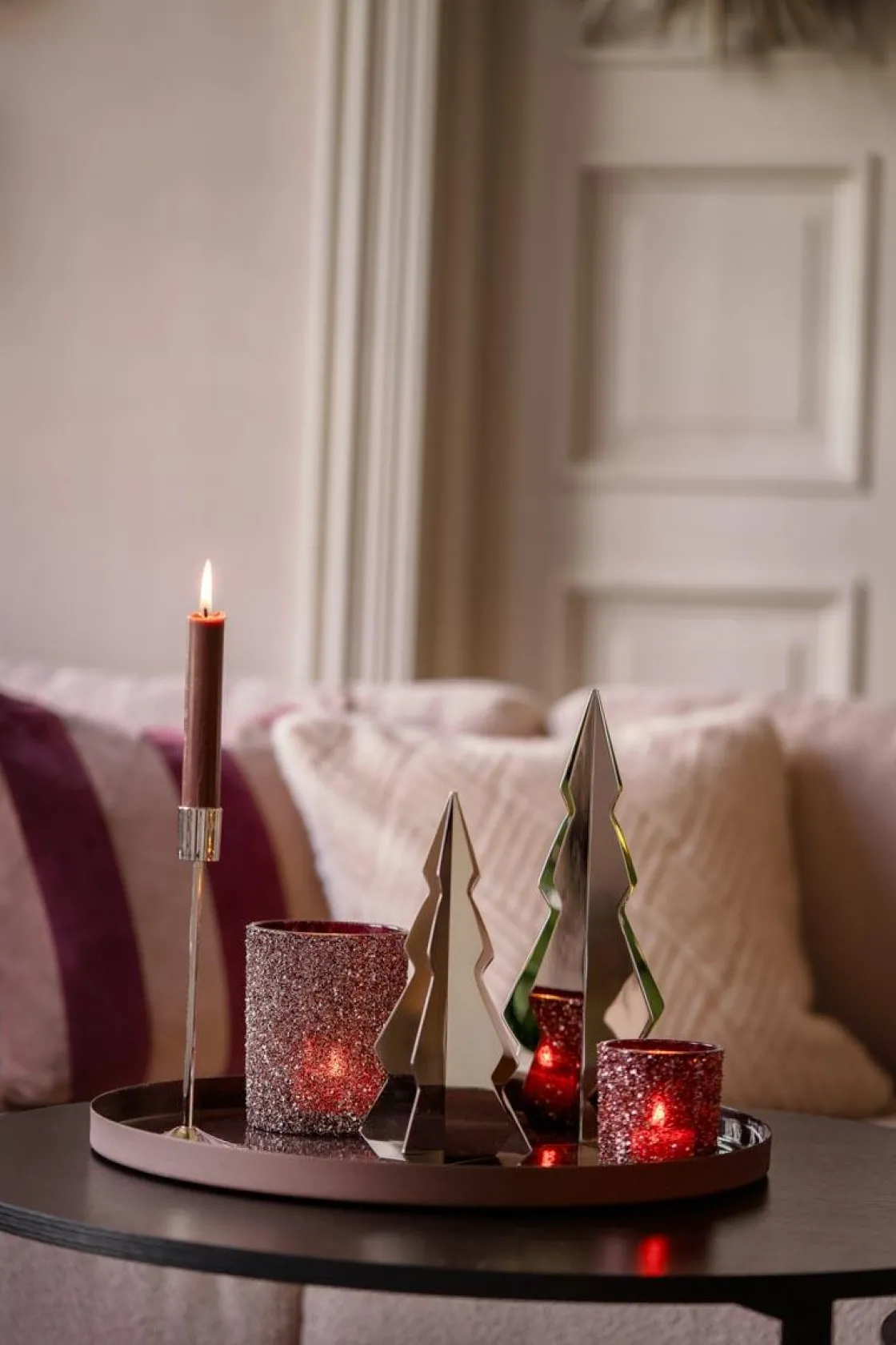 Kremmerhuset Telysholder Glitter burgunder 8 cm| Lykter|Julelys Og Lysestaker