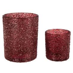 Kremmerhuset Telysholder Glitter 12,5cm rød| Lykter|Julelys Og Lysestaker