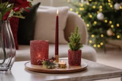 Kremmerhuset Telysholder Glitter 12,5cm rød| Lykter|Julelys Og Lysestaker