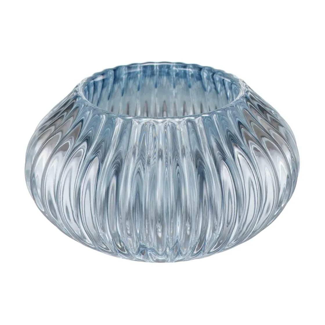 Kremmerhuset Telysholder rille lys blå| Lysestaker